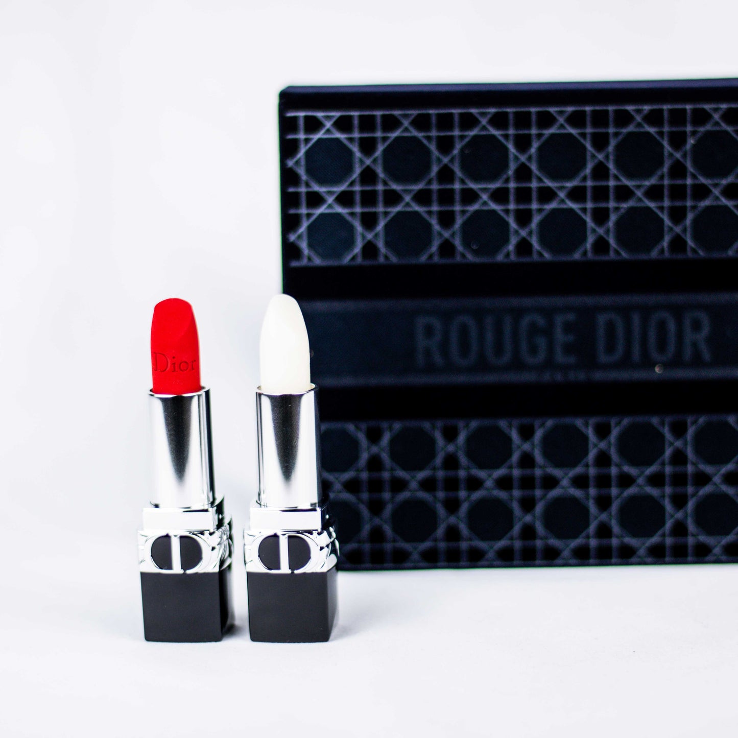Dior Rouge Deluxe set of 2 colour lipsticks Floral Lip care 000 Diornatural bal & 999 Velvet