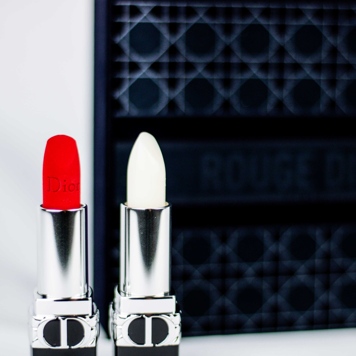 Dior Rouge Deluxe set of 2 colour lipsticks Floral Lip care 000 Diornatural bal & 999 Velvet