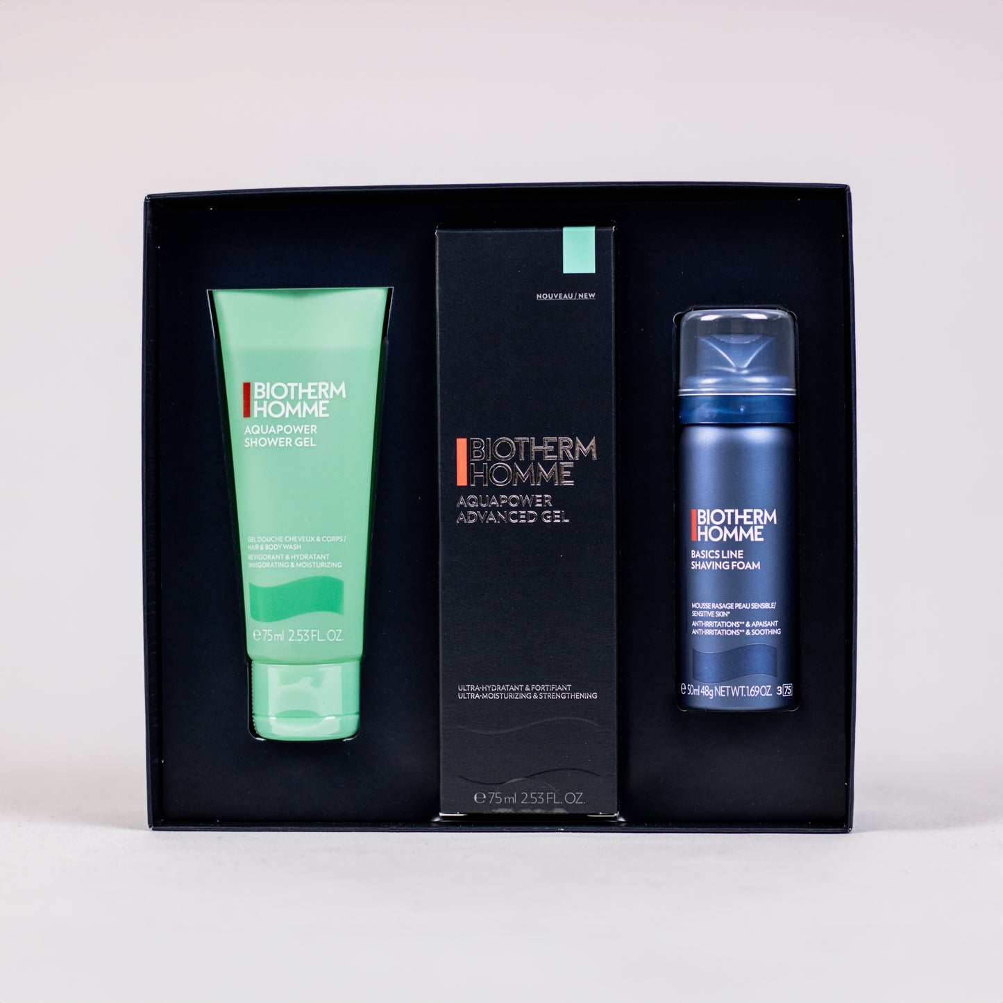 Biotherm Homme Giftset Aquapower 75 ML, Douche gel 75 ML & Shaving foam 75 ML