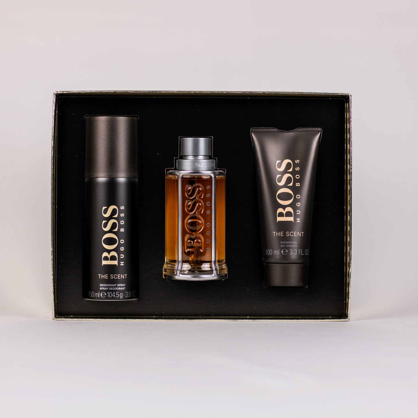 Hugo Boss The Scent 100 ML Eau de toilette, 150 ML Deodorant spray & 100 ML Shower gel