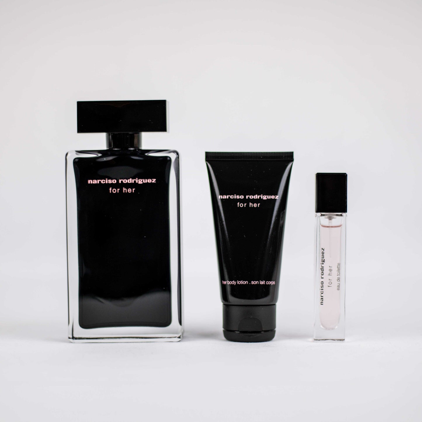 Narciso Rodriguez For Her Giftset 100 ML Eau de Toilette, 10 ML Eau de toilette & 50 ML bodylotion