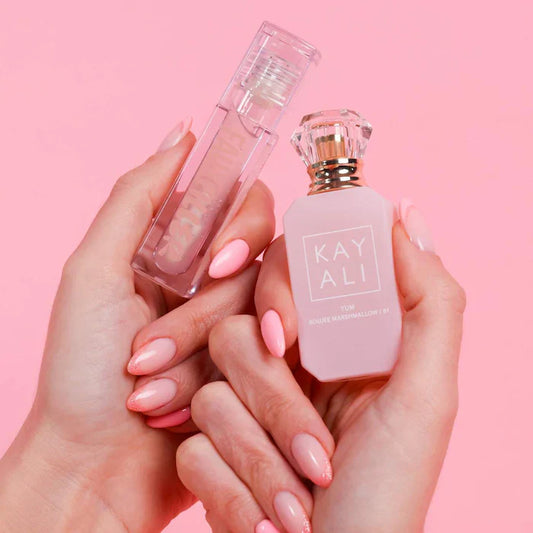 Kayali Yummy Kiss set - Kayali Boujee | Marshmallow 81| 10 ML Eau de Parfum & Huda Beauty Faux Filler Gloss