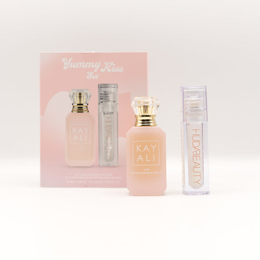 Kayali Yummy Kiss set - Kayali Boujee | Marshmallow 81| 10 ML Eau de Parfum & Huda Beauty Faux Filler Gloss