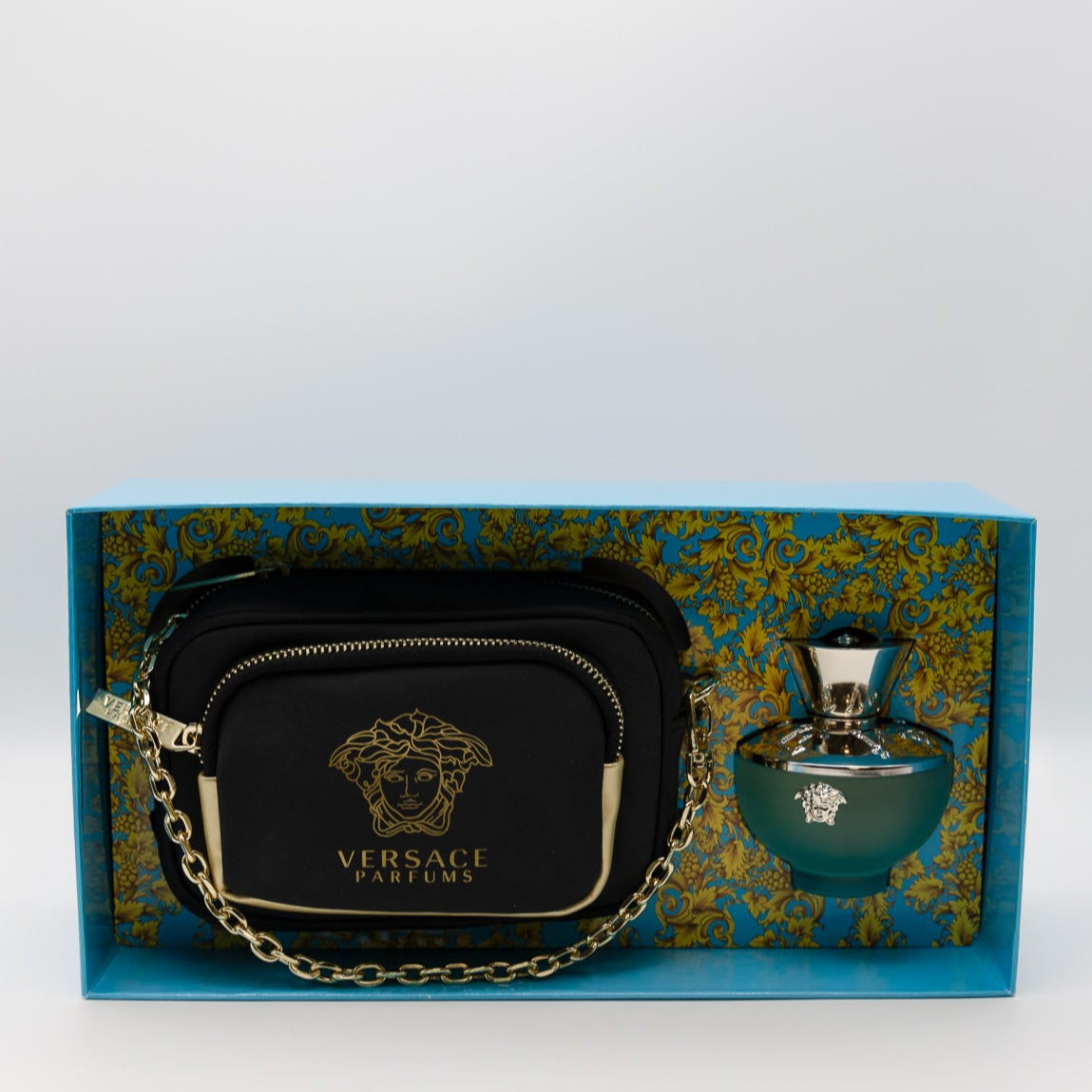 Versace Dylan Turquoise pour femme Giftset 100 ML eau de toilette, 100 ML Showergel, 100 ML Bodylotion, tas