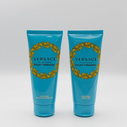 Versace Dylan Turquoise pour femme Giftset 100 ML eau de toilette, 100 ML Showergel, 100 ML Bodylotion, tas